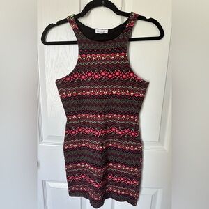 Socialite Black and Pink Geometric Dress